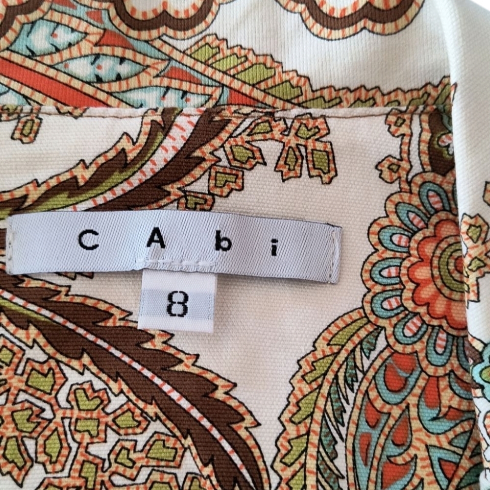 CAbi Ivory Paisley Print "Lotus" Triple Button Front Blazer/Jacket Size 8 - Picture 6 of 6